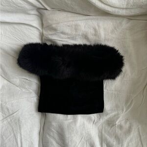 Revolve Off-Shoulder Fur Top